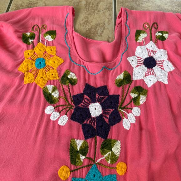 Embroidered Artesanias Mayte Top Jalapa Blouse Mexican Floral Tunic Shirt - Picture 8 of 10